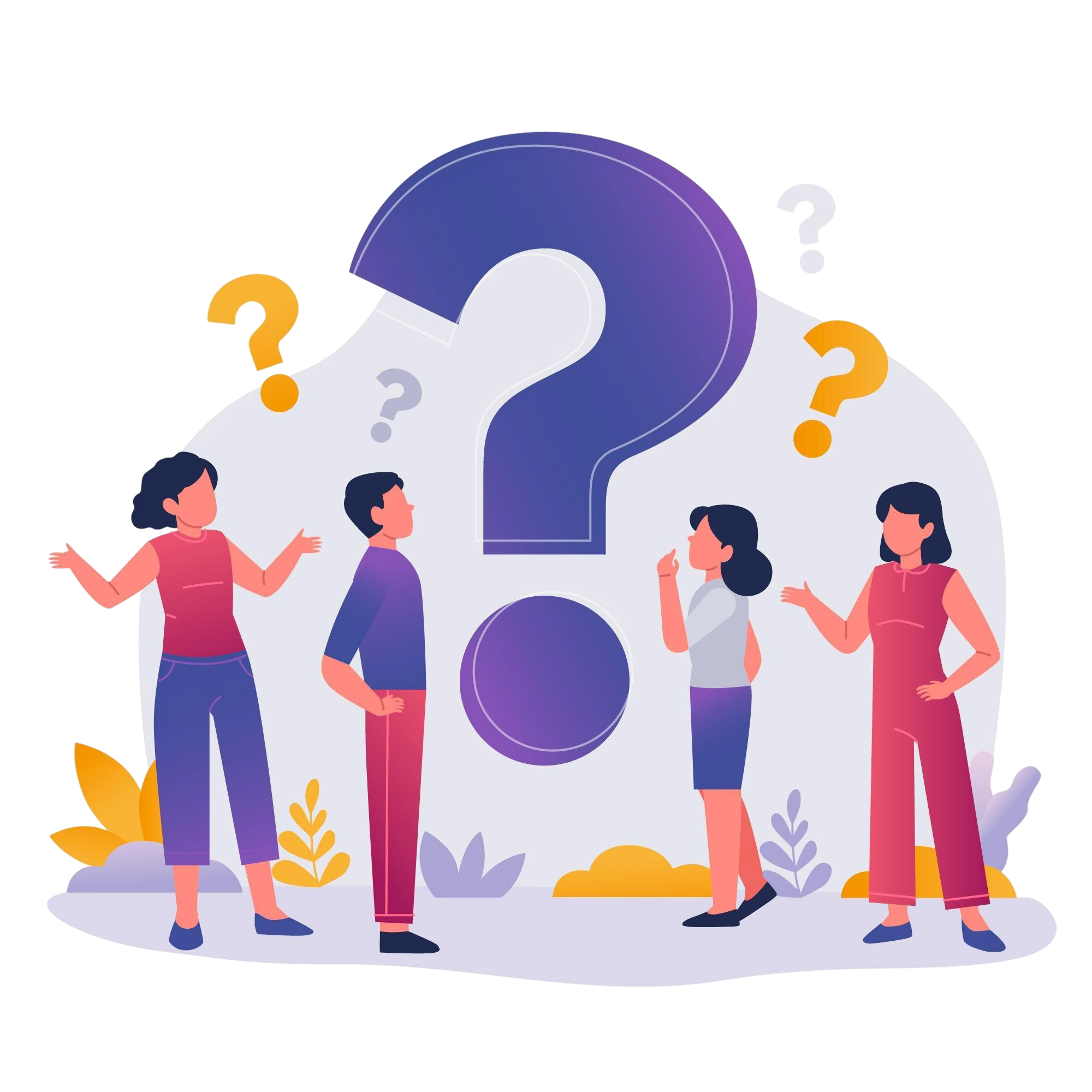 flat people asking questions illustration