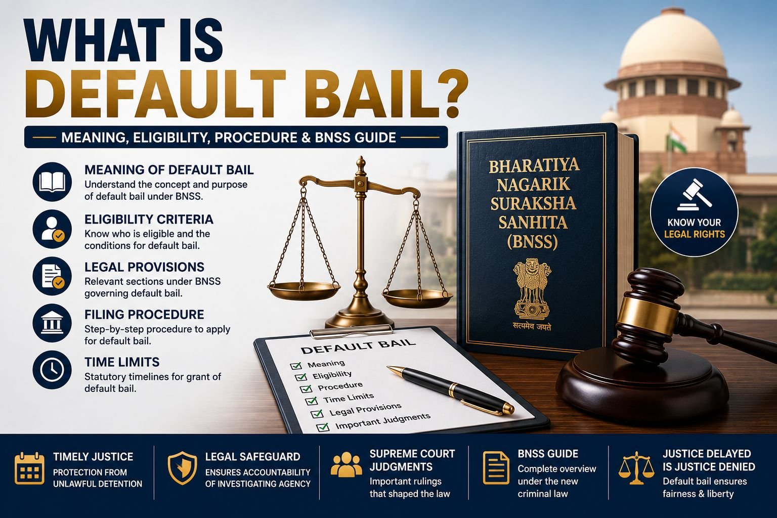 What is Default Bail Meaning, Eligibility, Procedure & BNSS Guide