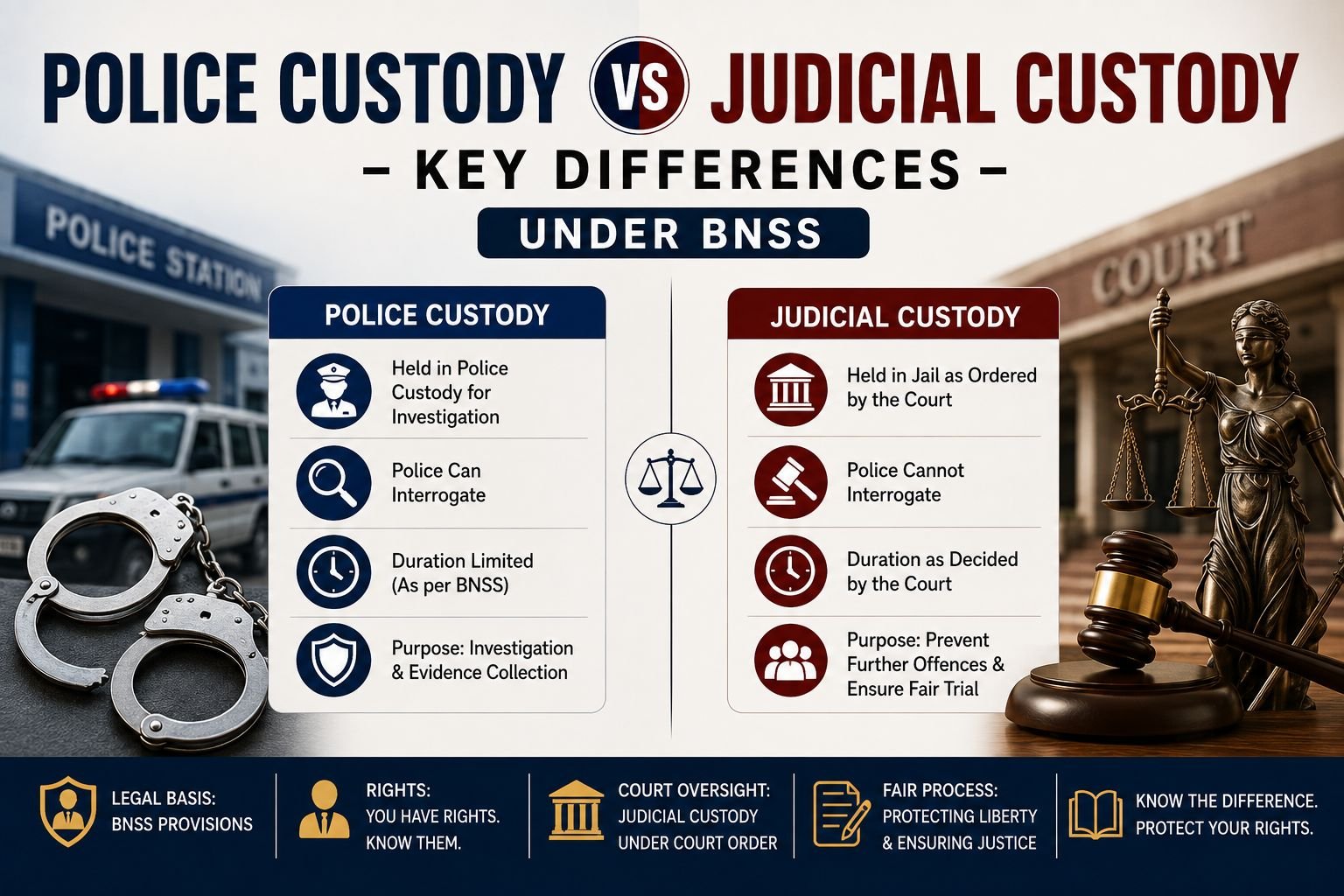 Police Custody vs Judicial Custody – Key Differences